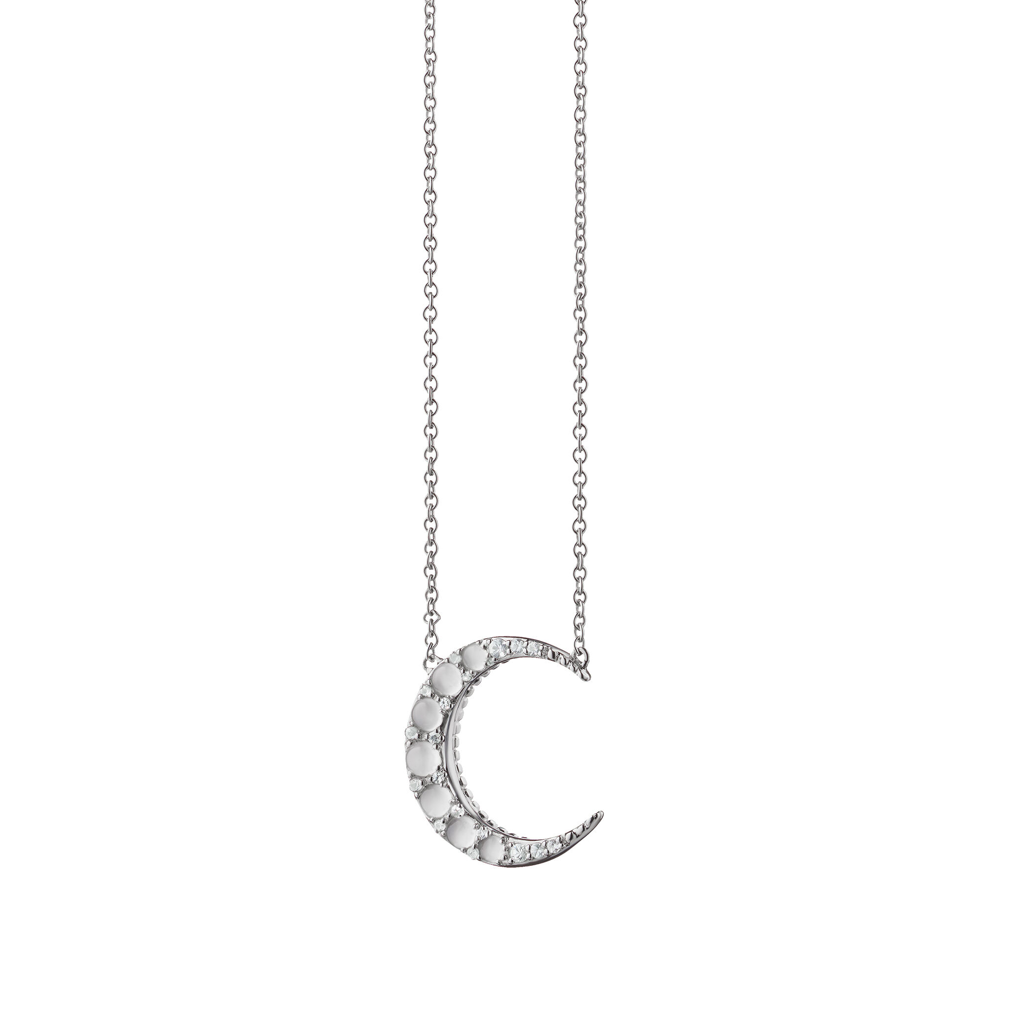 White crescent moon necklace online
